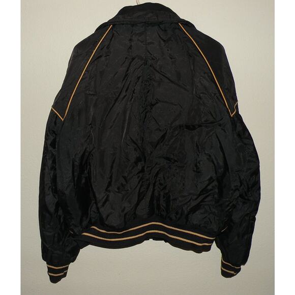Vtg Yamaha Maxim Wear Men’s XL Zipper Bomber Jacket Black Yellow Trim Insulated - Picture 4 of 4